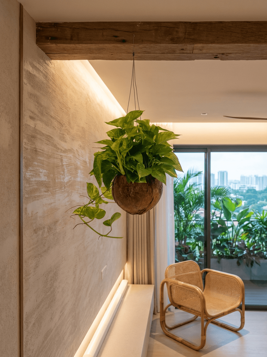 Epipremnum Aureum - Golden Pothos (Variegated) in Coco Husk - Potted plant - POTT-EPIP-GRW-6066 - Tumbleweed Plants - Online Plant Delivery Singapore