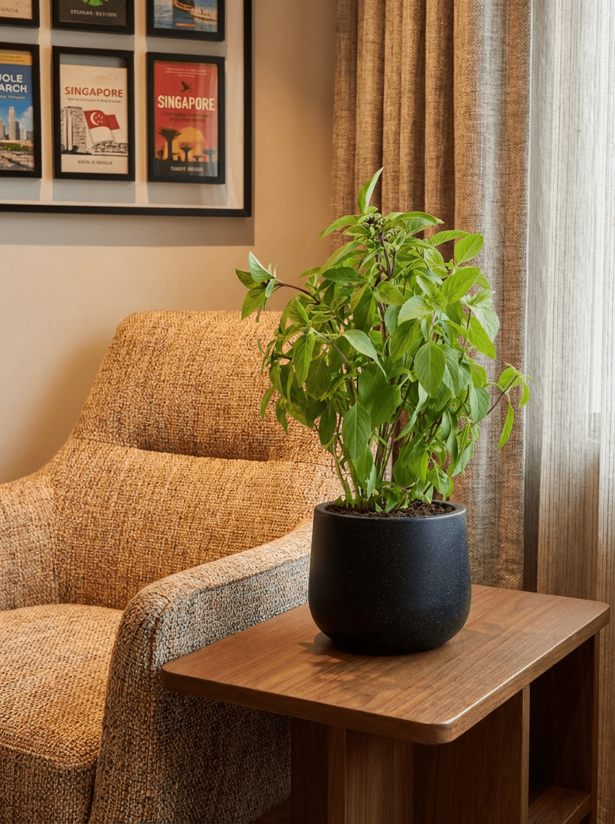 Thai Basil - Potted plant - POTT-THAI-GRW-5346 - Tumbleweed Plants - Online Plant Delivery Singapore