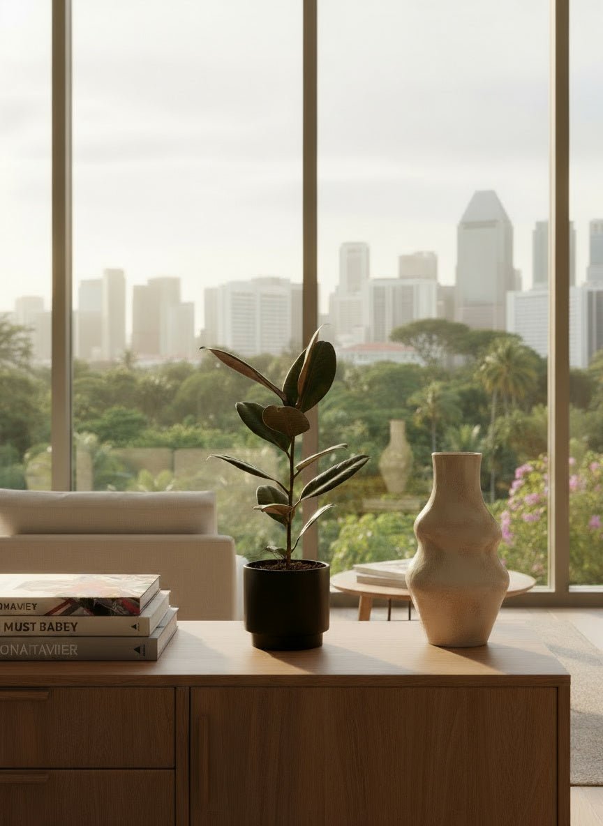 Ficus Elastica Burgundy - Junior - Potted plant - POTT-RUBB-GRW-2257 - Tumbleweed Plants - Online Plant Delivery Singapore