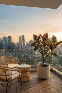 Ficus Elastica Ruby - Rubber Tree Variegated - Potted plant - POTT - FICU - GRW - 7142 - Tumbleweed Plants - Online Plant Delivery Singapore