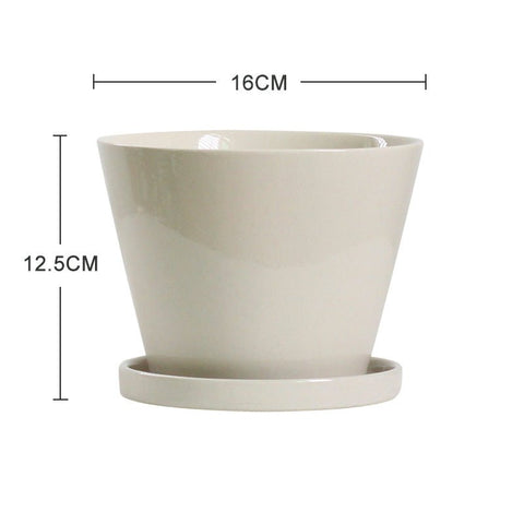 Retro Glazed Planter - 16cm white