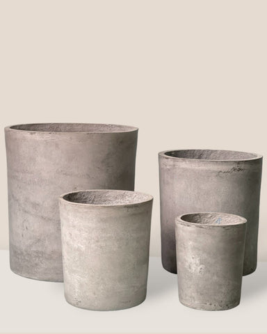 Aurora Clay Pot XL - eclipse - smoked black / pot + rooted plant stand (bamboo)
