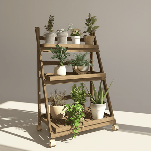 Foldable Wooden Plant Rack