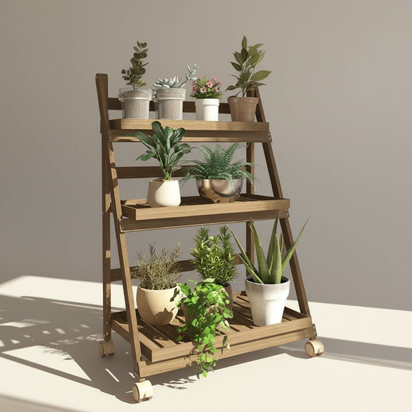 Foldable Wooden Plant Rack - studio product shot