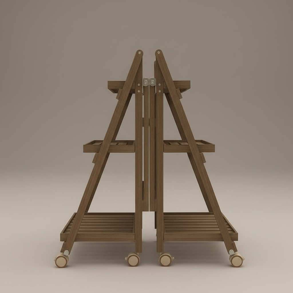 Foldable Wooden Plant Rack - folds flat for storage