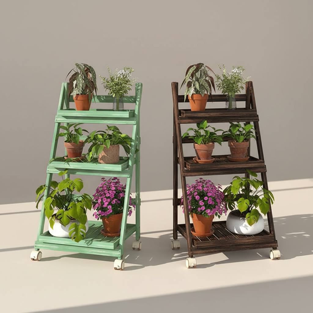 Foldable Wooden Plant Rack - colour options