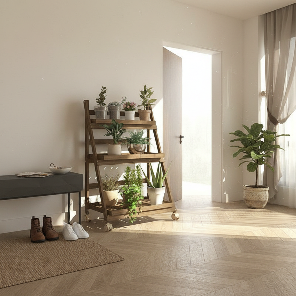Foldable Wooden Plant Rack - entryway styling