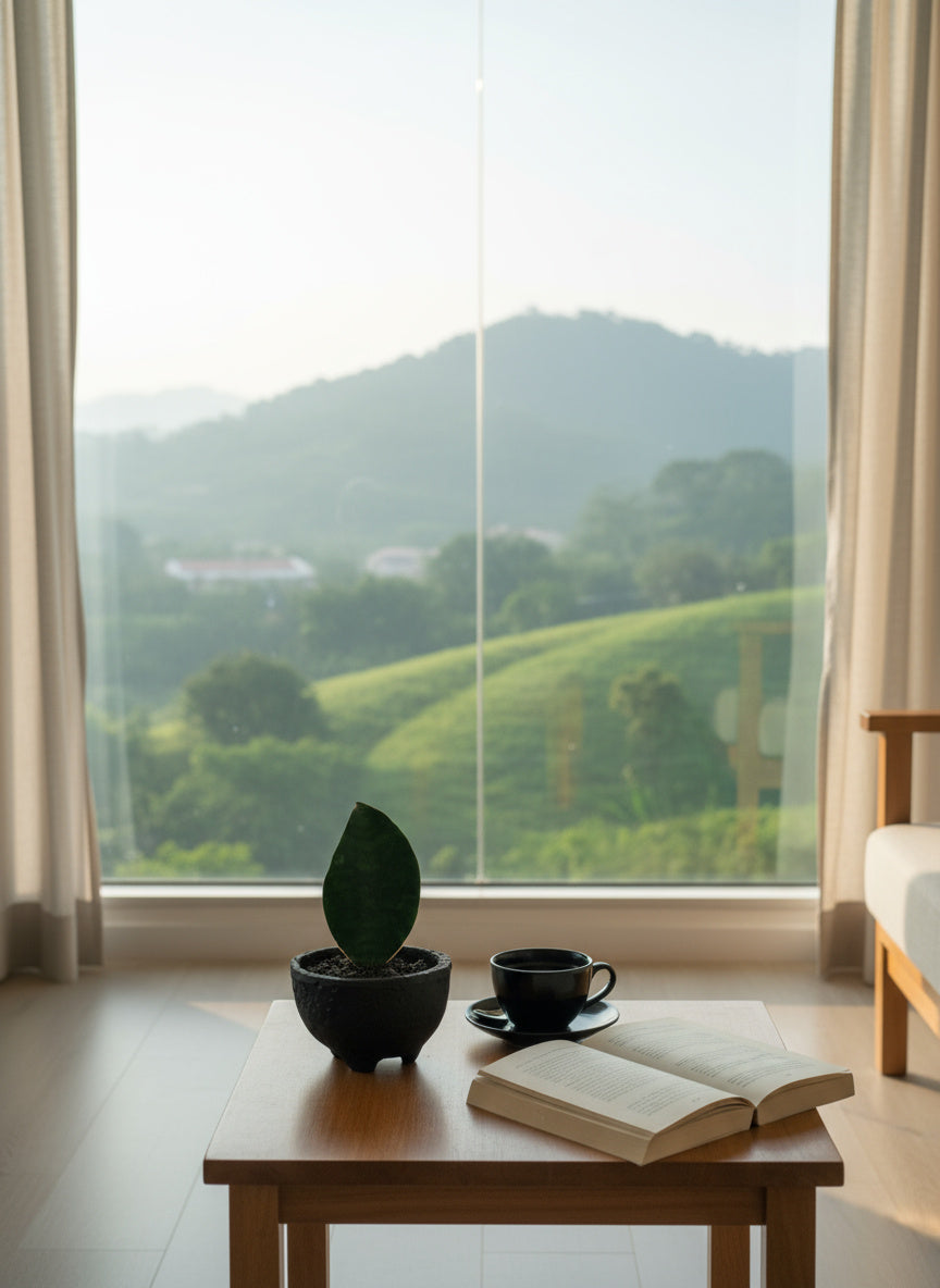 Baby Whale Fin Sansevieria in Wabi Sabi Coal Planter