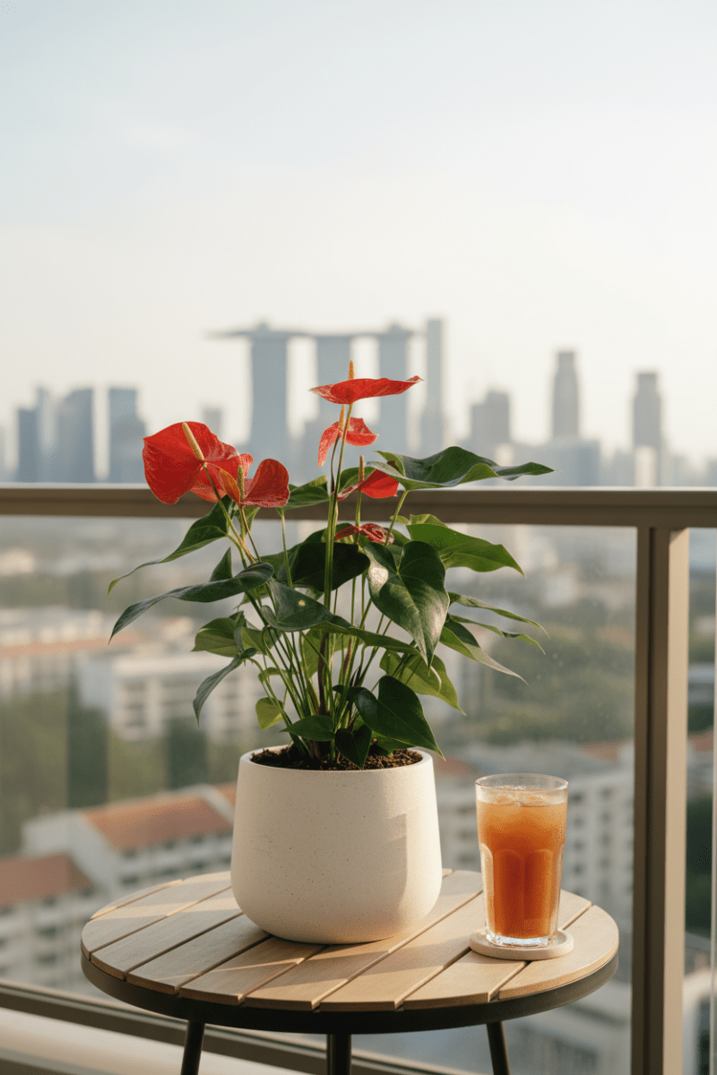 Anthurium Flamingo Red Tall - Potted plant - POTT-ANTH-GRW-3418 - Tumbleweed Plants - Online Plant Delivery Singapore