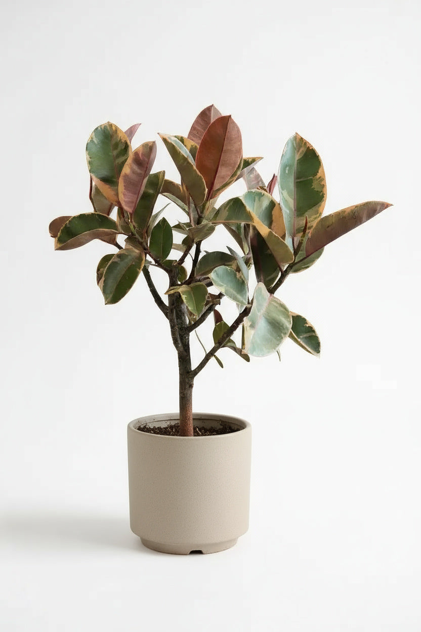 Ficus Elastica Ruby - Rubber Tree Variegated - Potted plant -  Tumbleweed Plants