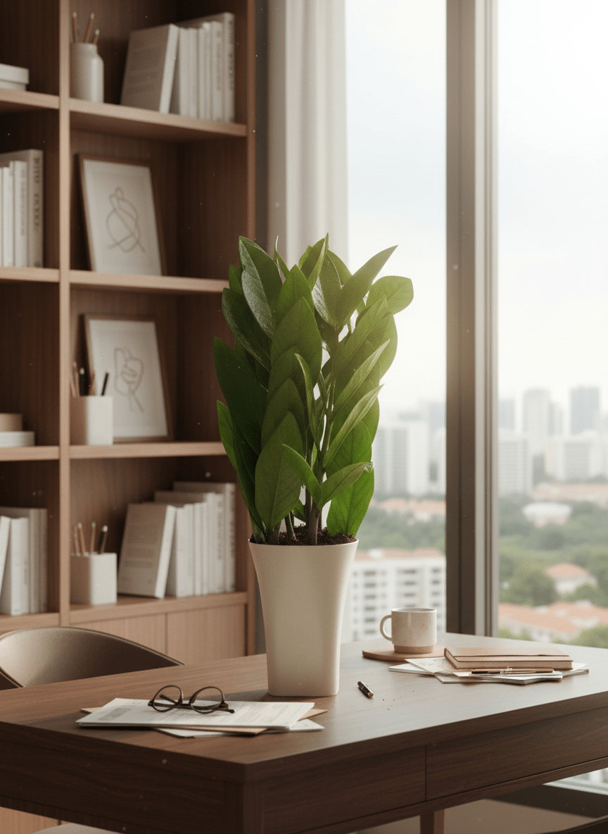 Little ZZ Plant in Self Watering Planter - Plant Arrangement - POTT-LITT-GRW-6112 - Tumbleweed Plants - Online Plant Delivery Singapore