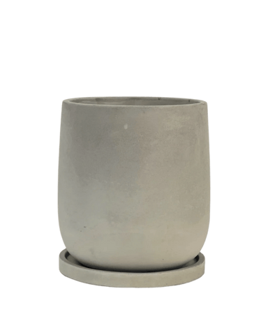 Dusty Grey Cement Planter with Tray - Medium - 16cm