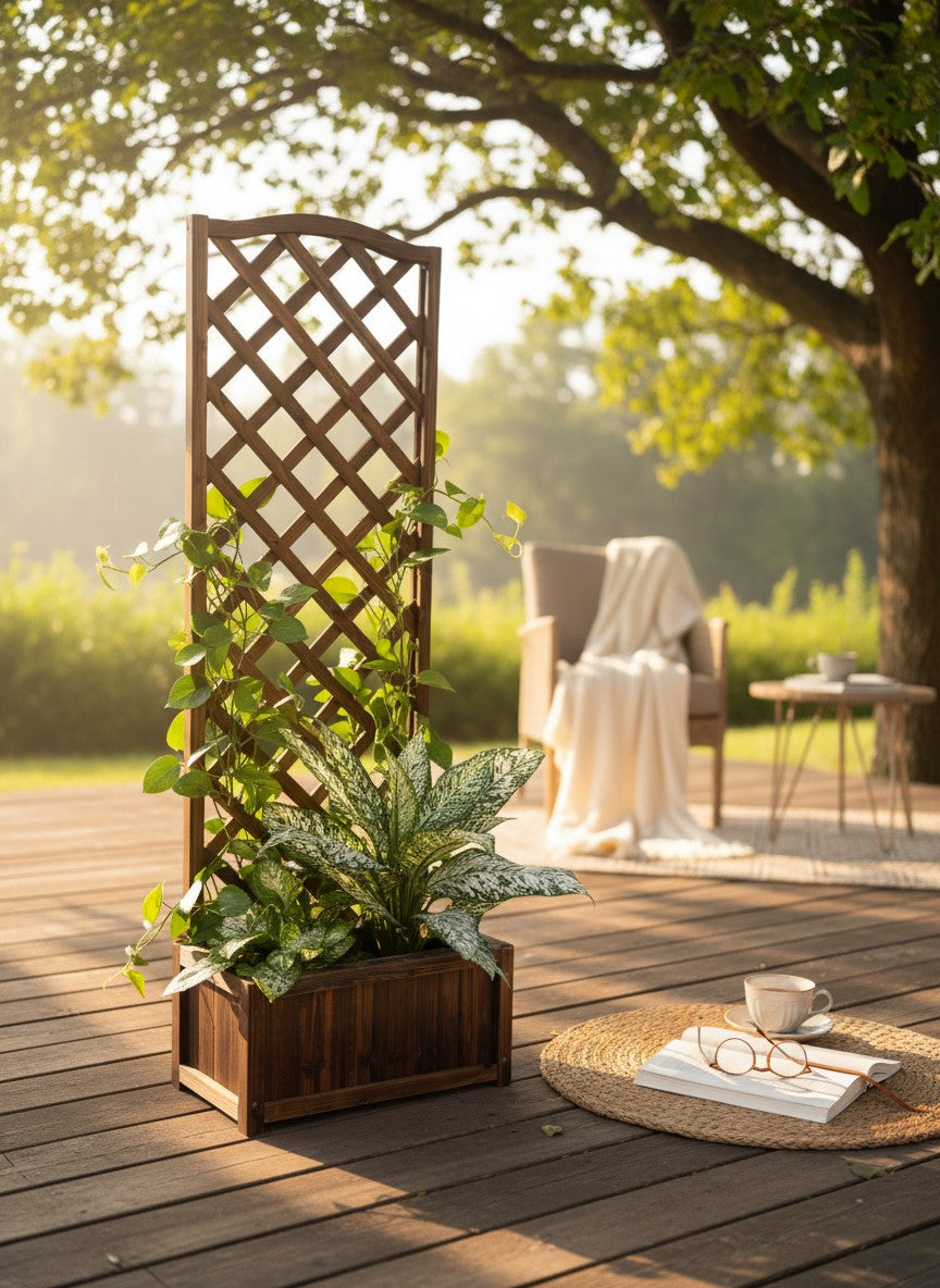 Second Chance: Wooden Planter Box with Trellis