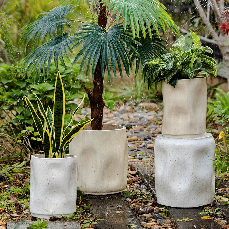 White Rustic Wave Pot