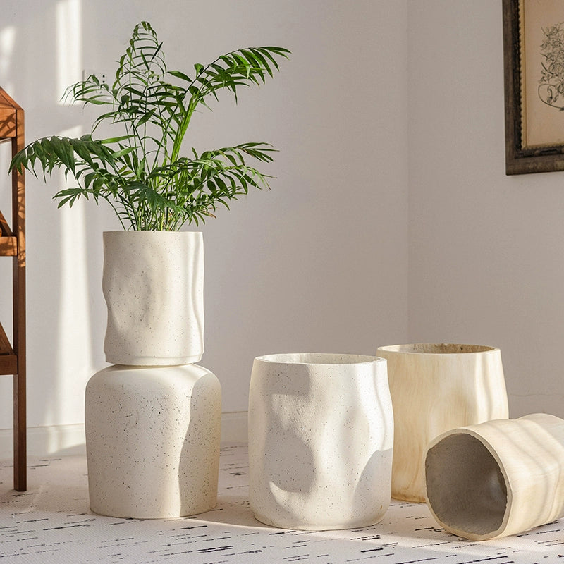 White Rustic Wave Pot