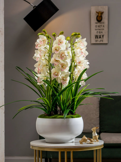 Cymbidium Flowers Arrangement (Faux) - Artificial Plant - 1838465442990002177 - 0 - Tumbleweed Plants - Online Plant Delivery Singapore