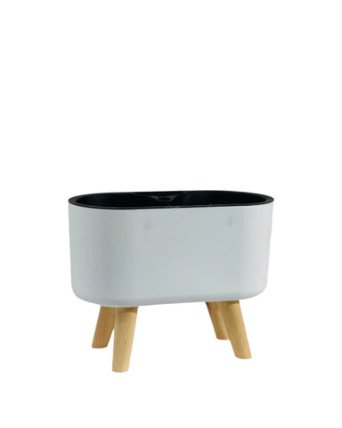 Duo Self Watering Pot with Stand - white