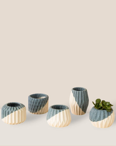 Geometric Mini Pots Grey and White