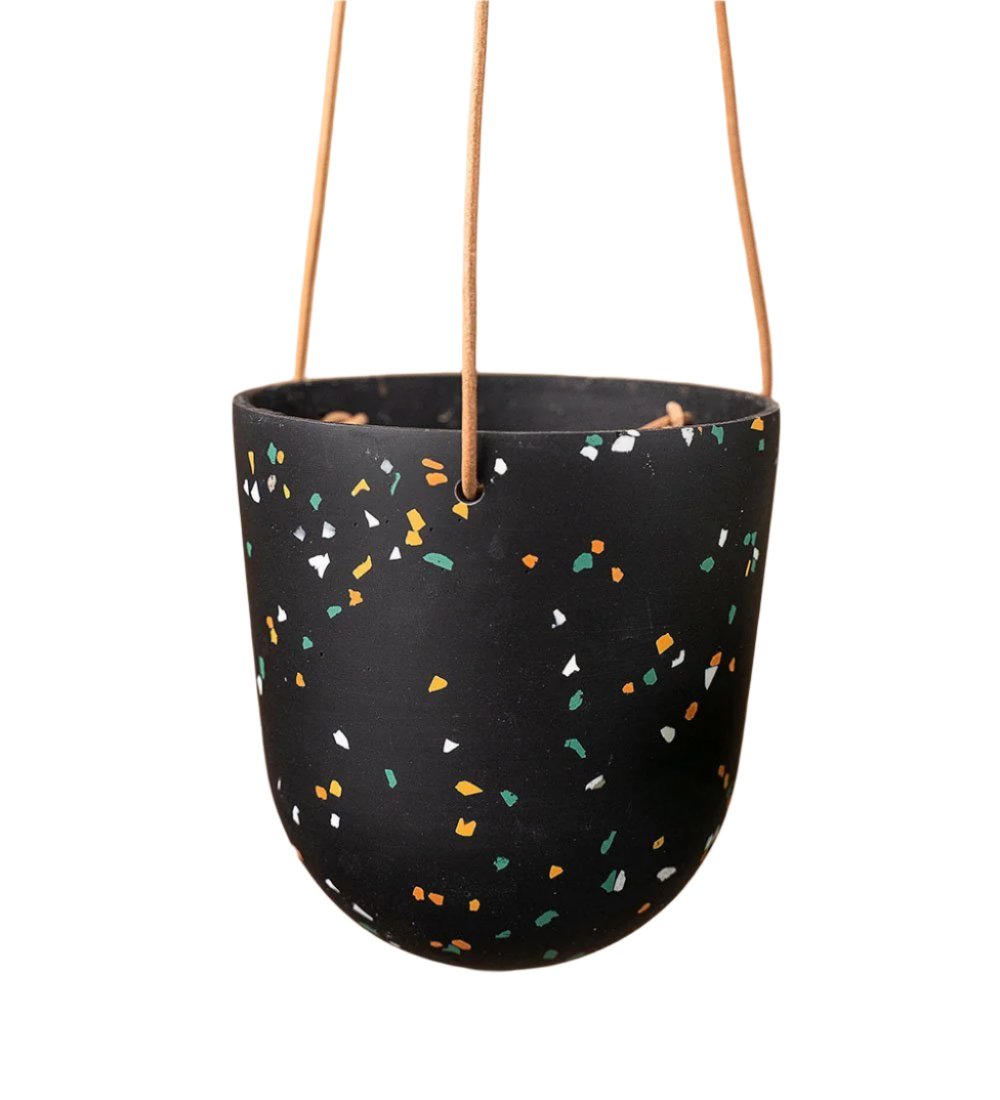 Hanging Terrazzo Planters by Capra Designs - midnight black