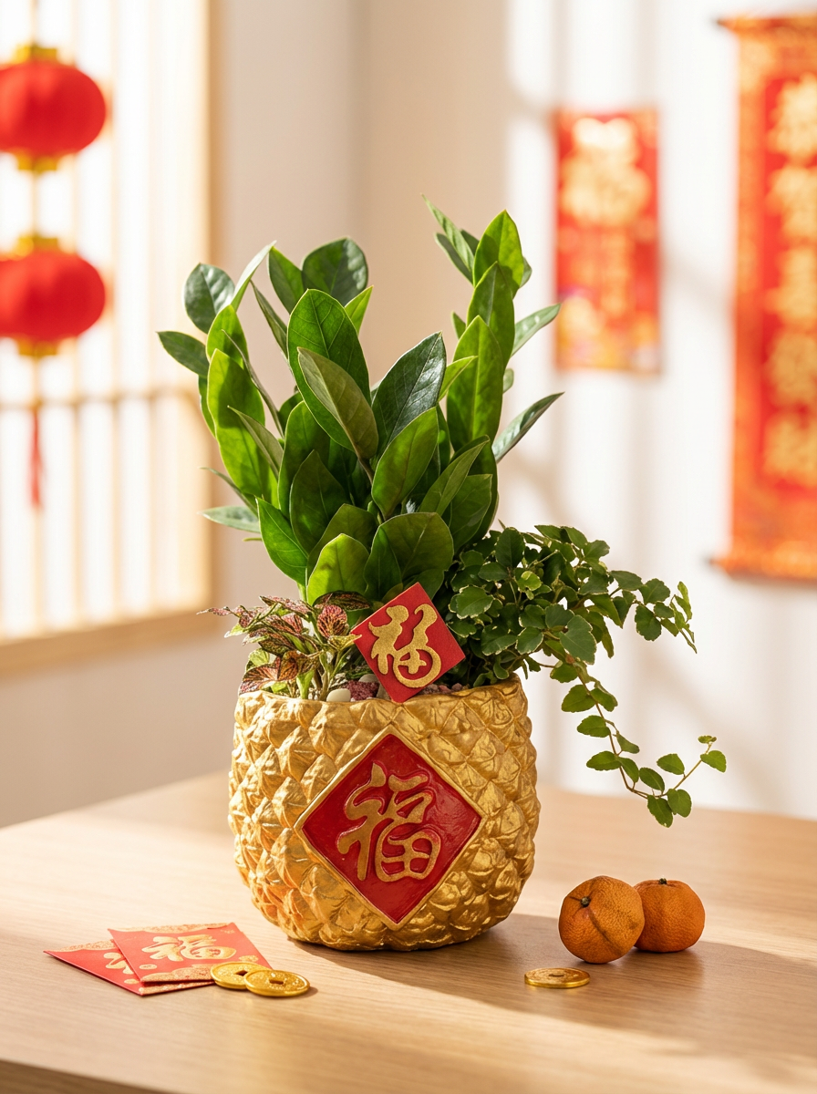 CNY Mini ZZ Plant in Prosperity Pot