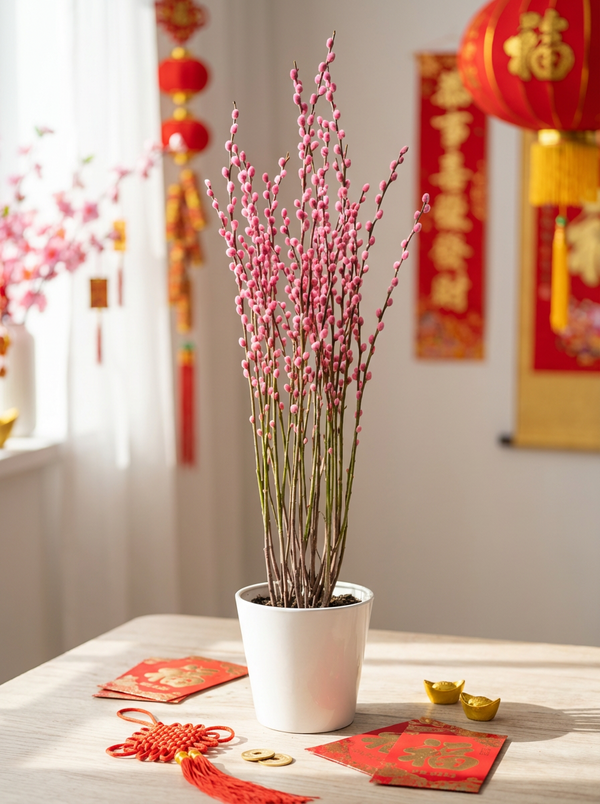 Potted Pussy Willow - pink/red