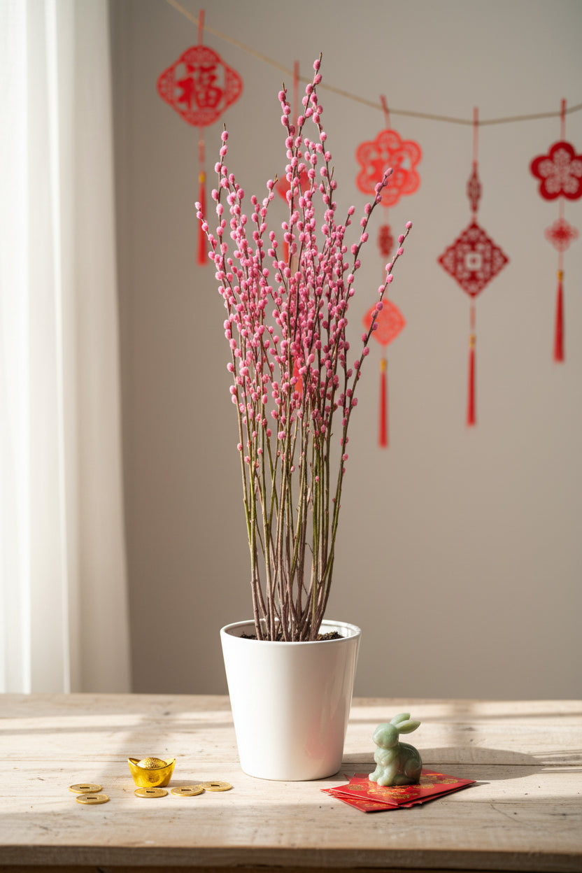 Potted Pussy Willow - pink/red