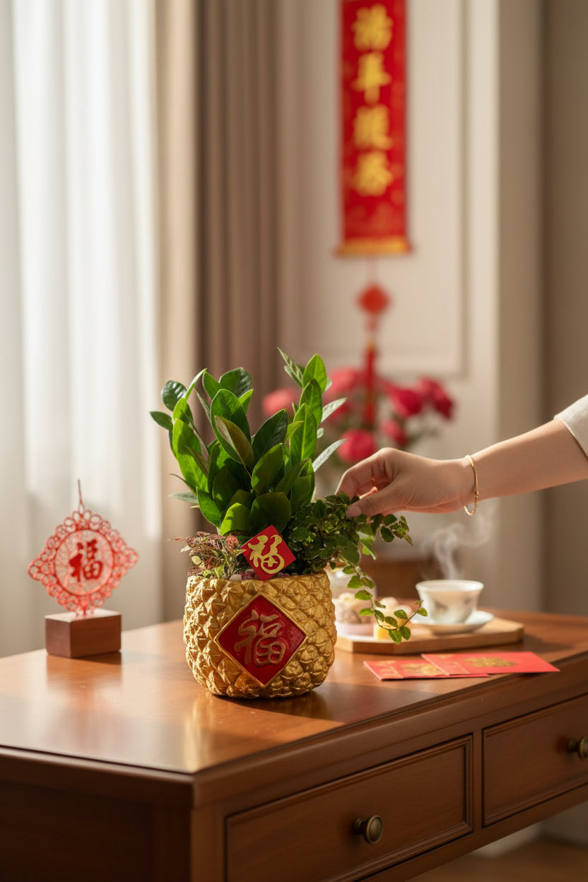 CNY Mini ZZ Plant in Prosperity Pot