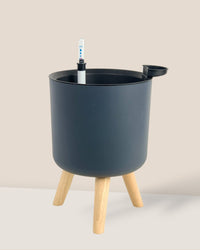 Medium Self Watering Pot with Stand - black - Pot - Tumbleweed Plants - Online Plant Delivery Singapore