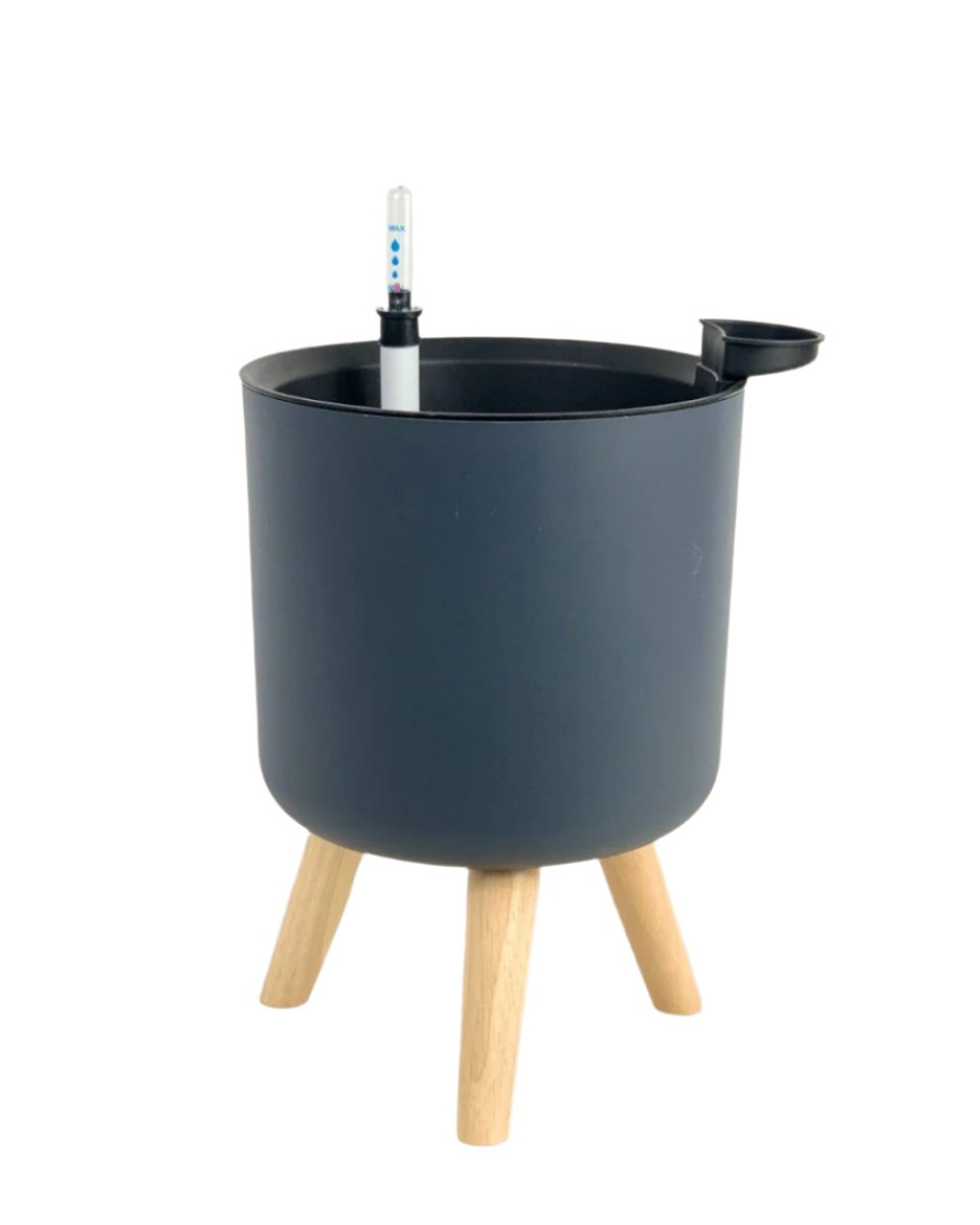 Medium Self Watering Pot with Stand - black - Pots - Tumbleweed Plants - Online Plant Delivery Singapore