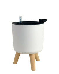 Medium Self Watering Pot with Stand - white - Pots - Tumbleweed Plants - Online Plant Delivery Singapore