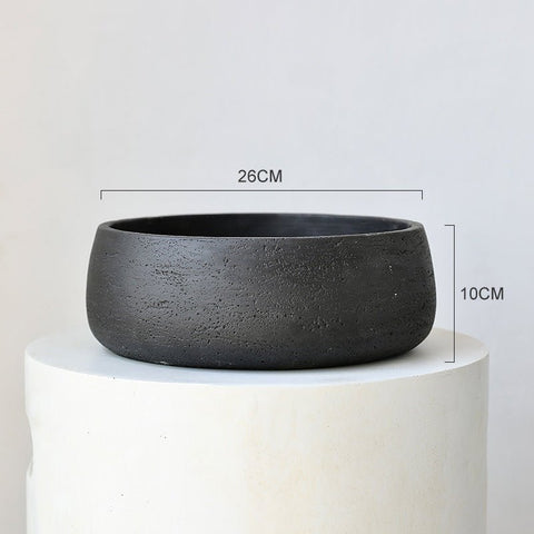 Mid Century Bonsai Bowl Planter - Large - black