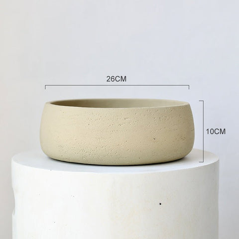 Mid Century Bonsai Bowl Planter - Large - cream beige