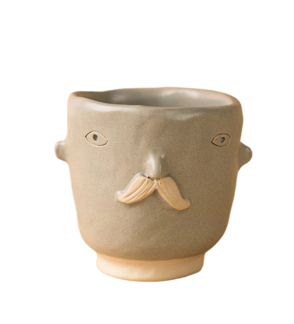 Misfits - grey moustache man - Pots - Tumbleweed Plants - Online Plant Delivery Singapore