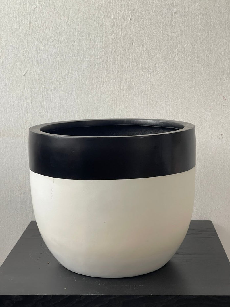 Second Chance: Big Black White Resin Pot - Pot - Tumbleweed Plants - Online Plant Delivery Singapore