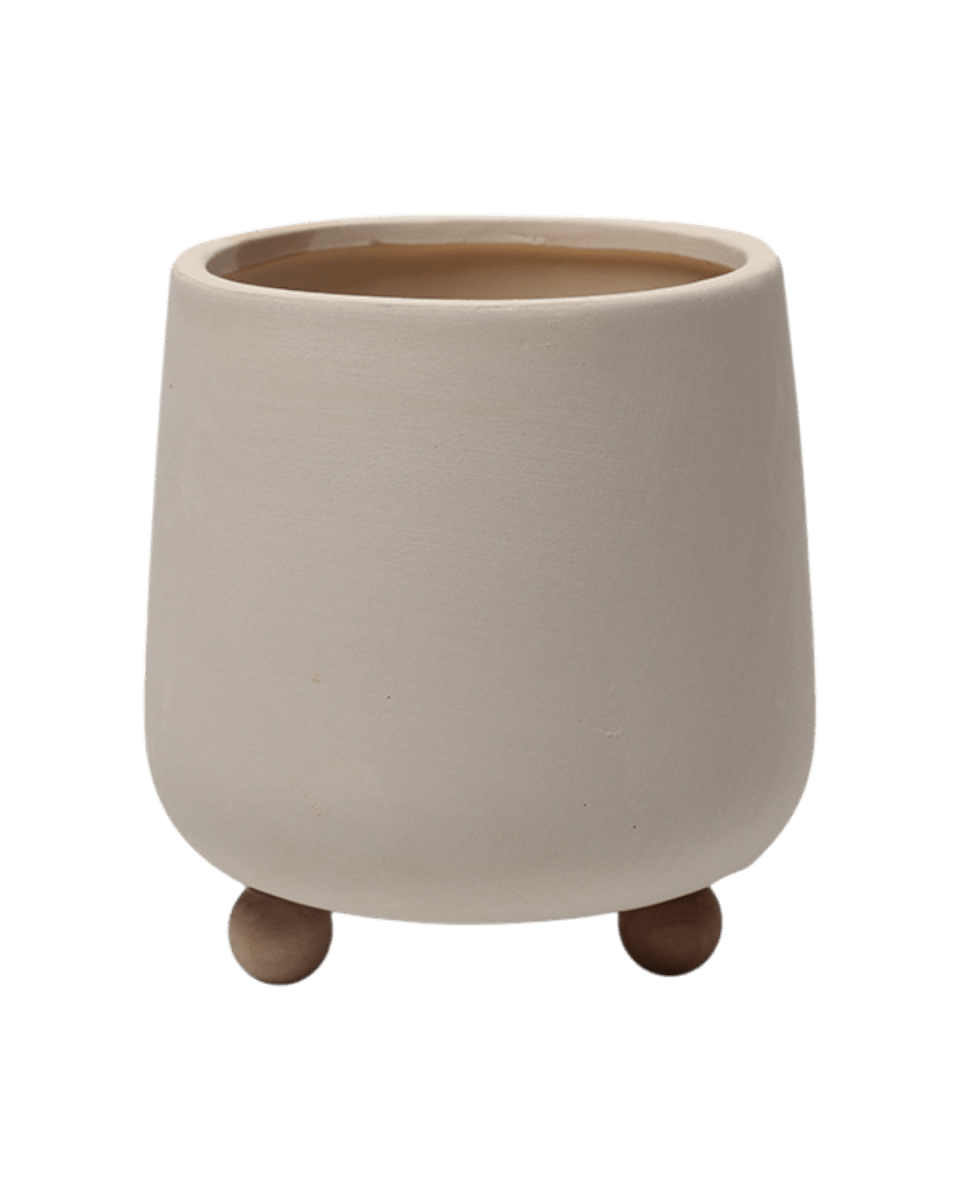 Terracotta Cream Pot with Wooden Legs - Pots - 5563589720943 - Tumbleweed Plants - Online Plant Delivery Singapore