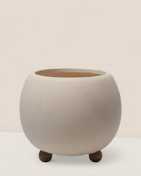 Terracotta Cream Pot with Wooden Legs - Pots - 5563589720943 - Tumbleweed Plants - Online Plant Delivery Singapore