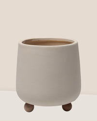 Terracotta Cream Pot with Wooden Legs - Pots - 5563589720943 - Tumbleweed Plants - Online Plant Delivery Singapore