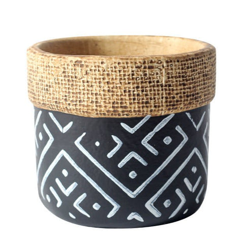 Tribal Planters - Medium - 16cm / A black