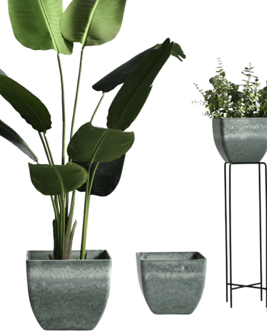 Airstone Cube Pots - XL - green / 32cm