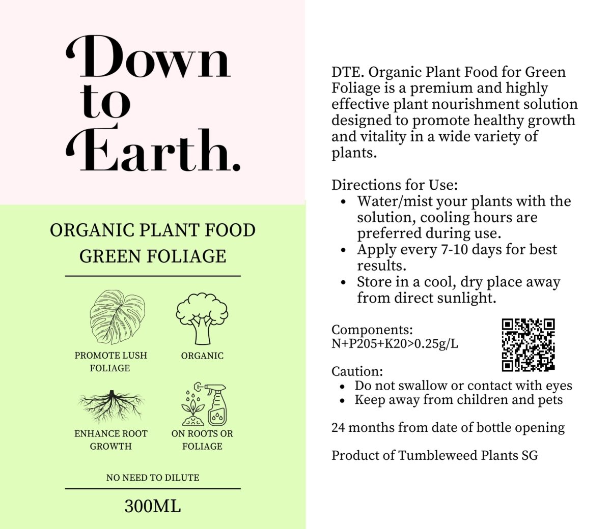 Down To Earth. Organic Plant Food - Green Foliage - Fertiliser - Tumbleweed Plants - Online Plant Delivery Singapore