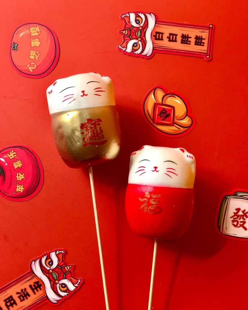 Hock Kee Maneki-neko Deco - red - Add Ons - Tumbleweed Plants - Online Plant Delivery Singapore