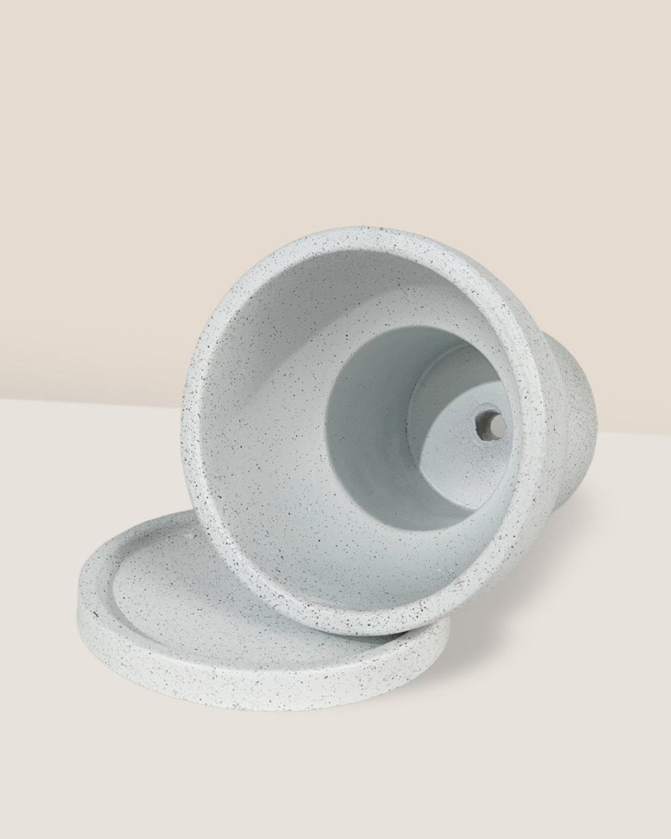 Little Tower White with Tray Planter - Pot - Tumbleweed Plants - Online Plant Delivery Singapore