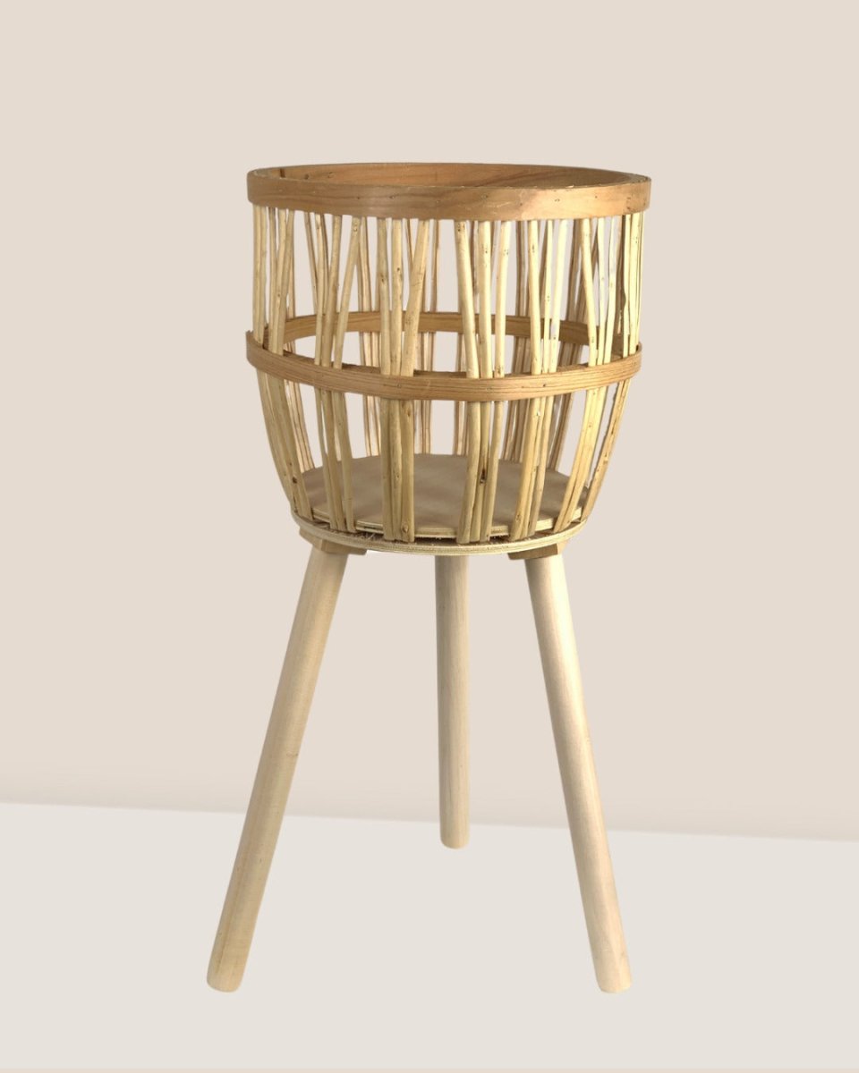 Bamboo Basket with Stand - Large - Stand - Tumbleweed Plants - Online Plant Delivery Singapore