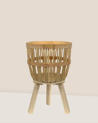 Bamboo Basket with Stand - Small - Stand - Tumbleweed Plants - Online Plant Delivery Singapore