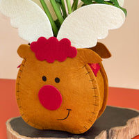 Christmas Cartoon Felt Pot - Deer - Planter - Tumbleweed Plants - Online Plant Delivery Singapore