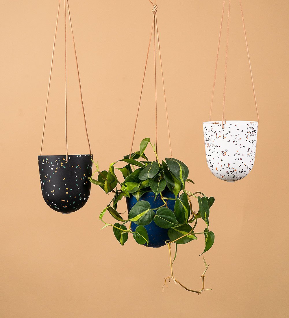Hanging Terrazzo Planters by Capra Designs - white - Hanging - Tumbleweed Plants - Online Plant Delivery Singapore