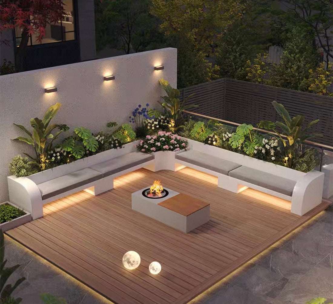 Bench seating with planters