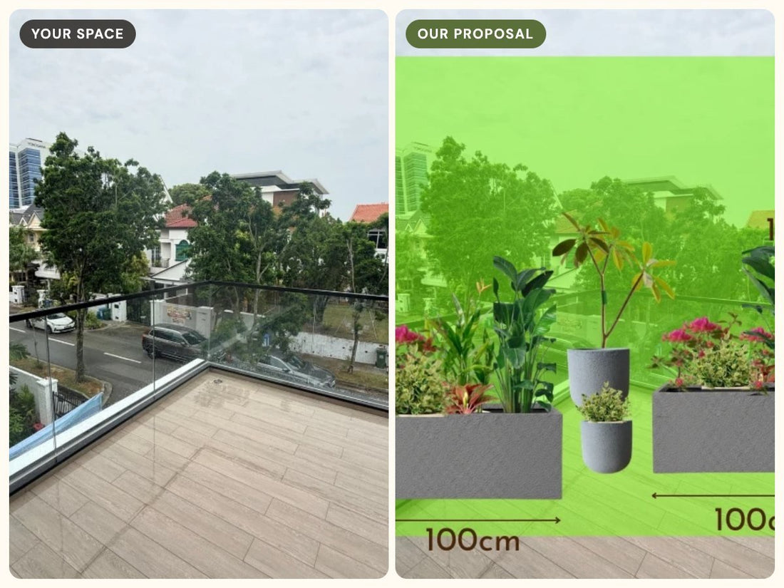 An open balcony, with sizes